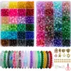 Set de 24 Rejillas de Cuentas Redondas de Vidrio de 8 mm, Cuentas Jelly, Cuentas Burst, Accesorios para Pulseras de Joyería Hecha a Mano DIY