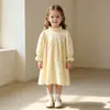 Vestido para niña, estilo coreano, vestido de manga larga con cuello de volantes para bebé, algodón, estilo primavera y otoño, vestido infantil de color liso