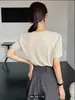 Camisa de Manga Corta con Cuello de Color Contrastante y Textura para Verano 2025 para Mujer, Diseño de Verano Casual Holgado Versátil