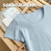 Alta qualidade Solona Antirrugas T-shirt feminina verão sólido cor solta manga curta 50 fio duplo crewneck textura camisa base