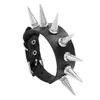 Novedad de Joyería de Venta Caliente de Moda Europea y Americana Pulsera de Púas de una Sola Fila Estilo Punk Exagerado Pulsera de Cuero Simple Ajustable