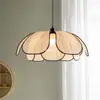 Lustre estilo creme francês Nordic Simples Sala de jantar Sala de estar Quarto Estilo japonês Estilo médio Arte Lâmpada de pétala de flor de alta qualidade