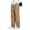Pantalones Rectos para Hombre Otoño/Invierno Negro Versátiles Casuales Sueltos Largos de Pierna Ancha Ropa de Trabajo Moda Largos hasta el Suelo para Hombre