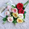 Flores Artificiais de Rosa com 3 Cabeças na Cor da Primavera, Flores Artificiais para Decoração de Casa, Decoração Suave, Fotografia, Flores para Decoração de Casamento