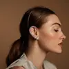 Pendiente de Aro Europeo y Americano Transfronterizo de Lujo Ligero Oro de 18K Circonita Perla para Mujer de Gama Alta Simétrico Izquierdo-Derecho Moda Colgante de Oreja