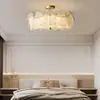 Lámpara de Dormitorio Moderna Sencilla, Vidrio Artístico de Lujo Ligero, Nueva Lámpara de Lujo Ligero de Cristal para Estudio Estilo Francés, Lámpara de Techo, Estilo Crema