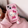 Colgante de Gato Kt Expandido Lindo de Dibujos Animados para Funda de Teléfono Móvil Iphone16 Apple 15 Adecuado para 13/14Pro Max Anticaída