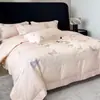 Juego de Cuatro Piezas de Algodón de Fibra Larga de Lujo, Funda Nórdica 100% Algodón, Sábana de Cama de Algodón Puro, Sábana Ajustable, Funda de Colcha, Ropa de Cama para Todas las Estaciones 1.8m