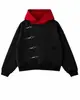 Tendência de moda ins estilo coreano, moletom com capuz de bloqueio de cores nichado com design de fivela de metal, top simples retrô de rua