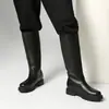 Botas de cavaleiro retrô transfronteiriças europeias e americanas, cano alto masculino, bico redondo, salto grosso, salto médio, botas longas, preto e marrom, disponíveis em tamanhos grandes, botas de moto, tamanho 48