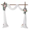 Decoración de Fondo de Velo de Boda en Césped Arco de Boda Decoración de Velo de Gasa con Perlas
