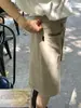 Venta de Liquidación Sin Devoluciones H 2026 Primavera Nuevo Coreano Dongdaemun Ou*Ce Color Sólido Adelgazante Corbata Irregular Falda de Línea A