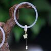 Pulseira de Ágata Branca Natural com Anel Corrediço de Pérola Design Borboleta Água Clara Estilo Elegante para Meninos e Meninas