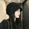 Gorro holgado tipo pico de pato para mujer, Nueva tendencia de moda de verano 2026, Circunferencia de cabeza grande, Adelgazante de rostro, Gorro de punto plisado, Gorro para clima frío