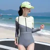 Novo Maiô de Peça Única Triângulo Manga Longa Esportivo para Mulheres Plus Size Cobertura da Barriga Emagrecimento Resort de Praia Fonte Termal Dropshipping
