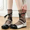 Calcetines de Verano Finos de Malla Transparente con Tira Fina Hueca Estilo Spice Girls Ballet de Tubo Medio