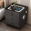 Mesita de noche con cerradura de contraseña, mesita de noche inteligente, madera maciza, uso doméstico, lujo ligero, diseño minimalista, inalámbrica, mesita de noche multifuncional