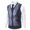 Nuevo Chaleco Cardigan de Punto para Hombre Otoño e Invierno Cuello en V Corte Ajustado Ropa Interior Chaleco de Punto Cálido Capa Base para Hombre