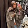Fábrica de Ropa para Mujer Transfronteriza Venta al por Mayor 2026 AliExpress Más Vendido Chaqueta Abrigo con Cuello de Piel Desmontable