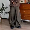 Pantalones casuales de hombre con textura plisada estilo retro japonés, nueva colección de otoño, de pierna ancha, corte recto holgado, color liso, hasta el suelo