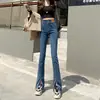 Jeans Rasgado Preto Feminino Outono e Inverno 2024 Novidades Explosivas Emagrecedor Homem Baixo Calça Micro Flare Ferradura