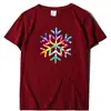 Venta al por mayor de fábrica suministro directo transfronterizo a Europa y Estados Unidos dulce color navideño copo de nieve algodón poliéster manga corta cuello redondo camiseta chaqueta