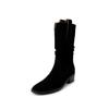 Botas de Pila Plisadas 2025 Nuevo Verano Tacón Grueso Boca en V Delgadas y Versátiles Media Caña Retro Americanas Vaqueras