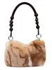 Bolso de Terciopelo Relleno para Mujer 2025 Otoño e Invierno Nuevo Bolso de Mano Bolso de Hombro de Nicho Bolso Tote Simple de Moda Bolso de Axila