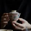 Miyuan Liquidação Bule Gaiwan Pintado à Mão Xícara de Chá Suporte para Bule Conjunto Completo de Chá Kung Fu Vintage para Uso Doméstico Conjunto de Chá para Presente