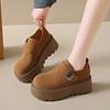 Mocasines Slip-On de Plataforma para Mujer, Estilo Birkenstock, Suela Gruesa, Zapatos Nuevos Versátiles que Aumentan la Altura para Mujeres Bajitas, Otoño 2025, Blanco