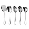 Cuchara Engrosada de Acero Inoxidable con Mango Largo, Cuchara Estilo Occidental, Cuchara Doméstica para Comer y Beber Sopa, Cuchara de Acero Inoxidable 304