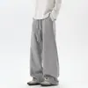 Pantalones Deportivos de Color Sólido Vintage, Caída Suelta, Dobladillo Curvo para Hombre, Estilo Nuevo de Moda, Pantalones de Chándal Casual Versátiles de Corte Amplio para Pareja