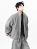 Jaqueta de alta qualidade com gola alta, nova coleção outono/inverno masculina, modelagem solta, estilo casual, zíper duplo, moletom cardigã liso