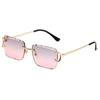 Gafas de sol cuadradas invertidas sin montura 2024 para mujer, moda callejera europea y americana, gafas de sol transfronterizas al por mayor