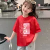 Camisetas versátiles de verano holgadas para niños mayores, camisetas de algodón puro de moda para niñas 2026, nuevas y elegantes, de manga corta con dibujos animados