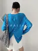 Top Delgado de Seda de Hielo Azul sin Espalda Estilo Coreano para Mujer, Cubierta de Verano para Aire Acondicionado, Camiseta Protectora Solar de Manga Larga para Mujer Petite