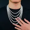 Collar Transfronterizo Europeo y Americano de 5 mm Cadena de Tenis de Moissanita Plata Chapada en Oro Simple Accesible Lujo Joyería de Gama Alta Hip-Hop