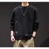 Sudadera para Hombre Primavera y Otoño Nueva Moda Marca de Moda Cuello Redondo Manga Larga Camiseta Holgada Talla Grande para Hombre Top Básico