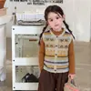 Ropa para Niños Weimu Chaleco de Punto para Niñas Otoño Nuevo Estilo Retro Fair Isle Suéter Superior para Niños Ropa para Bebés Niñas