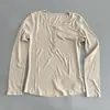Camiseta de Manga Larga de Color Sólido con Cuello Redondo, Suave y Amigable con la Piel, de Lyocell, para Mujer, Camiseta Base Elástica Casual