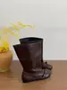 Botas Curtas Cano Médio com Laço Retrô Estilo Outono 2026 Sola Reta Cano Largo Moda Botas Empilháveis Emagrecedoras Botas de Couro Femininas