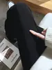 Pantalones Anchos de Chenilla Negra para Mujer Talla Grande 100kg Plus Size en Otoño e Invierno Forro Polar Ajuste Holgado Adelgazante Pantalones Rectos