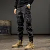 Calças de trabalho masculinas para atividades ao ar livre, corte slim, perna reta, adequadas para primavera e outono, estilo americano, modernas, táticas, inspiradas em militares, com punhos elásticos, calças compridas casuais