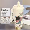 Taza de Café de Lirio del Valle 316 Acero Inoxidable Taza Térmica de Aspecto Elegante Portátil Taza de Agua para Coche para Hombres y Mujeres Taza de Agua de Gran Capacidad