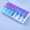 Caja de medicamentos portátil de doble fila, para 7 días, una semana, portátil, caja de medicamentos de gran capacidad con 14 compartimentos, caja de almacenamiento de medicamentos de tapa abierta