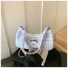 Bolso Pequeño de Cuadros Sencillo para Mujer 2025 Nueva Moda Bolso de Mano Plegado Nube Bolso Cruzado de Cadena Texturizada de Verano