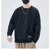 Suéter Masculino Gola Redonda Primavera e Outono 2024 Novo Tendência Design Solto Senso de Design Camisa Básica Top de Outono Masculino