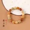Pulsera de Raíz de Bodhi Amarillo Degradado, Cuentas Suaves Bodhi Envueltas en Dedos, Pulsera Versátil de Semillas de Bodhi para Estudiantes, Cuentas del Rosario