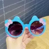 Óculos de Sol Infantil Cor de Gelatina Duplo Laço Óculos de Sol de Férias Menina Gato à Prova de UV Crianças Fofos Fofos Bebê