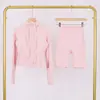 Conjunto de Chaqueta con Capucha Corta y Pantalón de Cinco Cuartos Lulu Df, Ajustado con Capucha Elástico Transpirable Ropa de Fitness Yoga